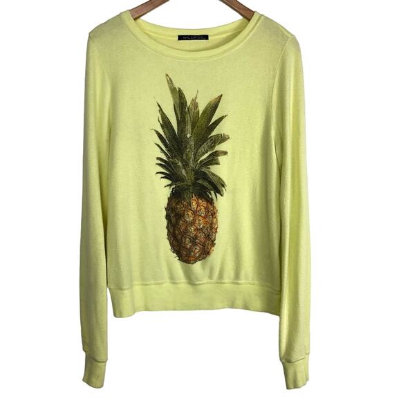Wildfox Pineapple Beach Jumper Pullover Sweater Sweatshirt Butter Yellow Size XS - Picture 1 of 6